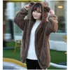 Women Hoodies Zipper Girl Winter Loose Fluffy Bear Ear Hoodie Hooded Jacket Warm Outerwear Coat Cute Sweatshirt