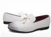 Tassels Mens Dress Shoes 가죽 남성용 로더 옥스포드 신발 남성용 로더 이탈리아 블랙 화이트 더비 공식 결혼식 신발 플러스 사이즈 38-48