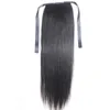 9a hästsvansklipp i mänskliga hårförlängningar Horsetail Peruvian Malaysian Indian Brazilian Virgin Remy Rak Hår Naturfärg Blondin 613 #