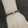 Blue Lapis Lazuli Leopard Head String Prayer Beads Crystal Gemstone Antique Gold Silver Men Women Bracelets