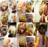 1pc / 20 "lange rechte nep gekleurde haarextensions clip in hoogtepunt regenboog haar strepen roze synthetische haarstrengen