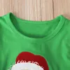 Baby Christmas Vestiti Ragazze Autunno Abiti Abiti da Babbo Natale T-shirt + Pannelli a strisce Set Pantaloni Flare Pantaloni per bambini Manica lunga Pigiama