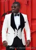 Moda Bir Düğme Fildişi Paisley Damat smokin Kadife Şal Yaka Erkekler Düğün Abiye 3 adet Suit (Ceket + Pantolon + Vest + Tie) K61