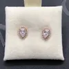 Luxury designer Rose gold Stud Earring for Pandora yellow gold plated Sparkling Teardrop Halo EARRING Real Sterling Silver Women Earring