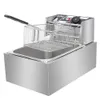 Grossist EH81 2500W MAX 110V 6.3QT / 6L Rostfritt Stål Singelcylinder Elektrisk Fryer US-kontakt