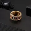 Love Ring Women Men 6-9 Gold Plated Rainbow Rings Micro Paved 7 Colors Flower Wedding Jewelry Couple Gift295R