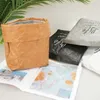 Kraft Paper Lunch Bag Foldable Reusable Leakproof Food Container Large Capacity Lunch Bento Thermal Insulation Aluminum Foil Bag