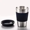 Acero inoxidable taza de café Copas portátil de consumición con silicona tapas agua del recorrido Coca-Cola Copa de Vino Vaso recto taza del agua de botella GGA2691