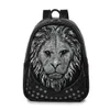 Mężczyźni Plecak skórzana miękka 3D wytłoczona głowa Lion Studded Nit Gother Travel Punk Rock Plecak Laptop School Halloween Bag9885653