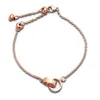 Luxus Mode Marke Hand Seil Armbänder Armreif Kleine Doppel Ring Titan Stahl 18k Rose Gold Frauen Liebe Paar Armband