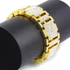 New Fashion Acciaio inossidabile Bling Full Diamond Oro Argento Nero Hip Hop Mens Watch Band Bracciale a catena Rapper Polsino Gioielli f237f