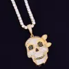 Uomo cranio collana a ciondolo catena di personalità catena oro argento ghiacciato zirconia cubica hip hop roccia gioielli9023130