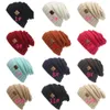 Femmes Enfants Mode Bonnet Tricoté Automne Hiver Chapeau Chaud Skullies Marque Logo Boule De Cheveux Lourde Solide Couleur