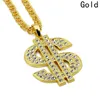 Hip Hop Gold Color Dollar Sign $ Pendants & Necklaces With Long Twist Chain Statement Neckalce For Woman Men