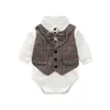 tenues nouveau-né nouveau-né bébé garçon vêtements bébé costumes garçons vêtements ensembles barboteuse + jarretelles shorts bébé infantile garçon vêtements de marque A5740