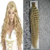 #613 Bleach Blonde Virgin Remy Hair Keratin Capsules Human Fusion Hair Nail I Tip afro kinky curly Remy Pre Bonded Hair Extension 100s