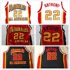 マクドナルドのすべてのアメリカンカルメロアンソニー＃22バスケットボールジャージーホワイトレッドネイビーブルーレトロメンズステッチカスタム任意の数字Name Jerseys