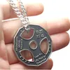 Unisex Fitness Gym Dumbbell Weight Lifting Plate Barbell Chain Pendant Charm Necklace9258116