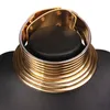 Урожай мода панк гот-сплава металлический кожаный воротник ожерелье Chokers для женщин мужчины золотая длина 46см (18 дюймов)