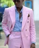 New Fashion Double Breasted Pink Groom Tuxedos Peak Lapel Men Suits Wedding/Prom/Dinner Best Man Blazer (Jacket+Pants+Tie) W351