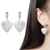 Hot sales Peach heart Phase box Earrings open Can put photo Earrings Golden silvery woman Madam Fashion accessories