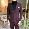 Mens Suits Blazers Men Suit Fashion Plaid Business Casual Slim Fit Blazer Gentleman England Three-piece Wedding Male Jacket Coat Pan