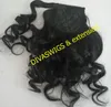 Celebrity Water Wave Curly Pony Tail Extension Okładki wokół sznurka Ponytail Hairpiece Jet Black Color 1 100g120g 140g160g