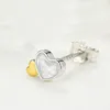 Boucles d'oreilles en forme de coeur en or jaune 14 carats Bijoux de mariage pour femmes avec coffret d'origine pour Pandora Boucles d'oreilles en argent sterling 925 avec coeurs d'amour