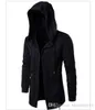 2017 Sonbahar Bahar Moda Siper Erkekler Rüzgarlık Uzun Pelerin Ceket Cadı Pelerin Kapüşonlu Ceket Siyah Artı Boyutu M-5XL