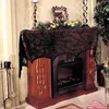 Halloween Party Decoration Fireplace Cover Black White Lace Spiderweb Fireplace Mantle Scarf Cover Halloween Party Supplies VT0560