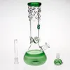 Green Black Blue Glass Bongs 27cm Water Pipes with 14.4mm or 18.8mm Glass Bowls Two Function Downstem Percolator Smoking Water Pipes