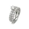 Pełny kryształowy urok srebrne pierścienie damskie biżuteria ślubna panelu zaręczynowego panelu pary pary i piaszczysty statek