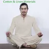 Cotone e lino Materiali Abiti comodi Zen Yoga Abbigliamento Uomo Taiji Meditazione Cerimonia del tè Stile classico retrò Giacca + pantaloni