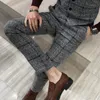 2018 새로운 남성 패션 부티크 격자 무늬 공식 비즈니스 정장 바지 남자 웨딩 드레스 정장 바지 브랜드 캐주얼 바지 남성