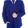 2019 Royal Blue Boys Wedding Souits 3ピースノッチラペルフラワーボーイズグラインタキシードキッズフォーマルウェア服