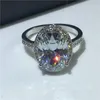 Vecalon Big Oval Pierścień 925 Pierścienie ślubne srebrnego srebrnego diamentu dla kobiet nowożeńców zabytkowe palec biżuteria 209b