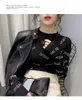 Spring Women O Neck BodyCon BodyCon Tuton Bawełniana tkanina Rhinestone Litery Patchwork Shinny Bling T-shirt T-shirt plus rozmiar Mlxlxxl