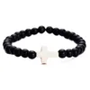 Trendy 8mm Black Lava Stone Turquelagem Bread Bracelete Cruzada Bracelete Difusor de Bracelete Essential para Mulheres Jóias de Homenses