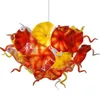 Lambalar çiçek plakaları avizeler el üfleme cam avize aydınlatma turuncu sarı renk zinciri led ışık armatürleri