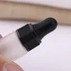 Le più popolari bottiglie contagocce in vetro smerigliato da 2 ml 3 ml 5 ml Piccole fiale di vetro vuote con pipetta e tappo in plastica nera