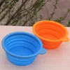 Outdoor Travel Pets folding bowls environmental protection silicone pet bowl Candy Color portable cat dog universal feeding bowl T9I00370