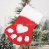 Christmas Stockining calzini caramelle regalo sacchetto carino cane zampa forma decorazioni natale albero appeso decorazione rosso o grigio