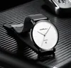 ファッションメンズミニマリストウォッチCrrju Ultra Thin Black Stainless Steelles Mesh Band Watch Men Businessカジュアルアナログクォーツクロック190x