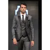 Moda Un botón Padrinos de boda Peak Lapel Novio Tuxedos Hombres Trajes Boda / Baile de graduación / Cena Best Man Blazer (Chaqueta + Pantalones + Corbata + Chaleco) 694