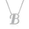 Top Quality White Gold Cubic Zirconia Womens A-Z Initial Letter Pendant Choker Chain Necklace Bling Diamond Birthday Jewelry Gifts for Wife