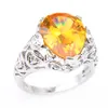 Luckyshine Luxury Jewelry Shiny 925 Sterling Silver Plated For Women Rings Gold Yellow Water Drop Created Citrine Gems Rings