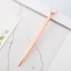 Cute Deer Head Ballpoint Pen Metal Gel Pen Black Blue Ink Golden Sliver Black Rose Golden Barrel WJ057