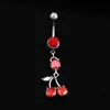 Sexy couleur rouge Wasit danse du ventre cristal bijoux de corps en acier inoxydable strass nombril cloche bouton Piercing balancent anneaux pour les femmes