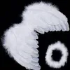 1 ensemble d'ailes d'ange en plumes blanches pour bébés enfants, avec bandeau, couvre-chef pour décoration de fête d'anniversaire, offre spéciale