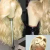 Braziliaanse blonde body wave menselijk haar pruiken 613 kleur full lace pruik met baby haar gratis verzending lijm lijm kanten pruiken